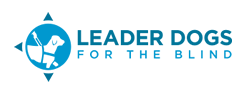 Image of Leader Dogs for the Blind logo visit their website button.